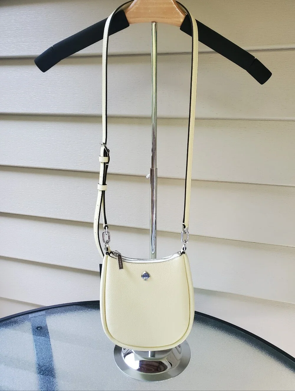 Kayla Lemon Fondant Small Crossbody Bag In Pebbled Leather & Adjustable Strap